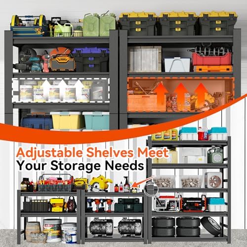 Garage Shelving Units and Storage, Heavy Duty Storage Shelves Adjustable Tall Shelf Steel Shelving for Industrial, Warehouse, Basement (47.2" W×23.6" D×87.9" H)