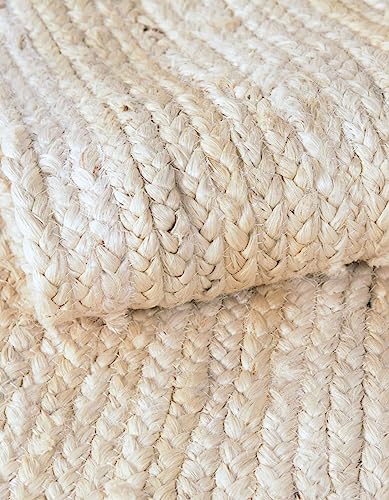 Unique Loom Braided Jute Collection Area Rug - Dhaka (1' 2" x 8' Table Runner, White) - color: White, size: 1'2" x 8' (Table Runner)