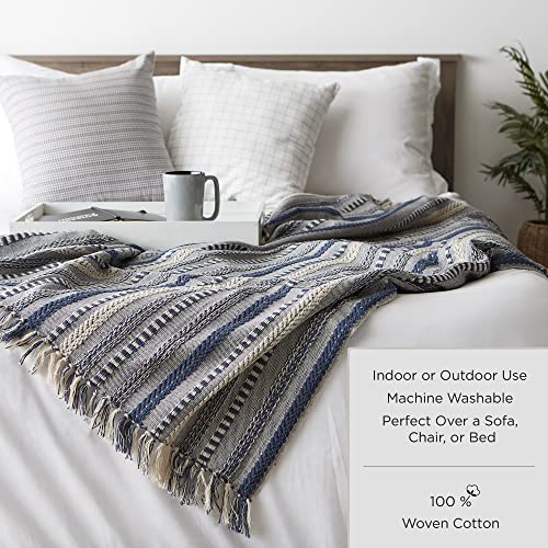DII Braided Striped Decorative Throw Blanket, 50x60, Dark Brown - color: Dark Brown