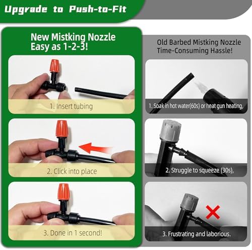 10PCS Push-to-Fit Drip Irrigation Micro Spray Emitters for 1/4 inch Irrigation Tubing, Three-Way Adjustable Atomizing Nozzle, Irrigation Dripper Sprinklers for Garden Greenhouse Agricultural