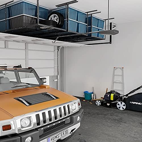 FLEXIMOUNTS 3x8 Overhead Garage Ceiling Storage Rack Organization, Black
