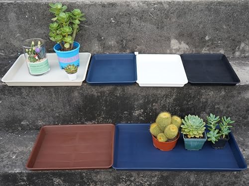 VUWEZ Rectangle Plant Tray, Plant Drip Tray, Plant Pot Saucers, Plant Germination Trays, Plant Saucers, 11'' x 9'' x 1.2'' (2 pack), Chocolate