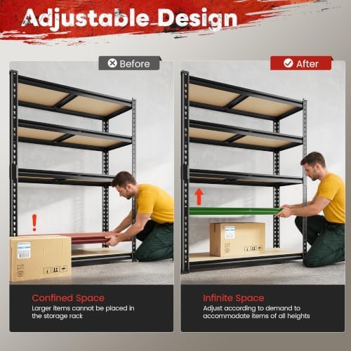 REIBII 2 Pack Garage Shelving for Basement, Heavy Duty Storage Shelves