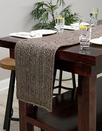 Unique Loom Braided Jute Collection Area Rug - Dhaka (1' 2" x 6' 1" Table Runner, Gray) - color: Grey, size: 1'2" x 6'1" (Table Runner)