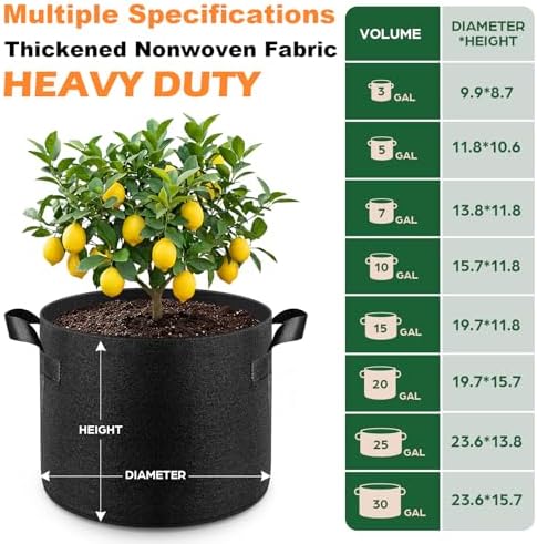 Songrey 10-Pack 30 Gallon Grow Bags