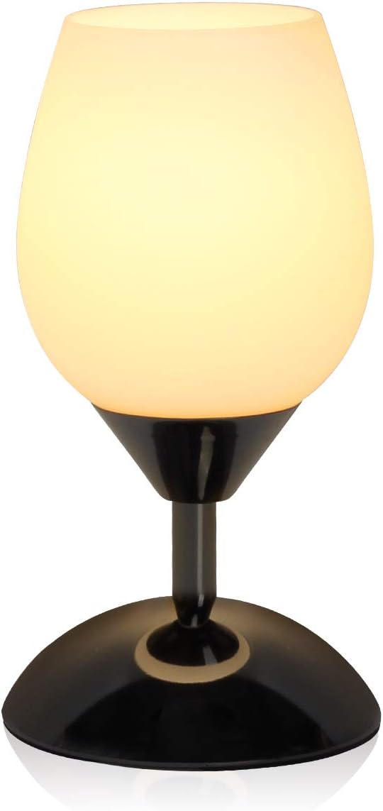 Boncoo Touch Control Table Lamp Dimmable Small Lamp, Ambient Light with Opal Glass Shade Simple Night Light, Modern Accent Lamp Bedside Nightstand Lamp for Bedroom Living Room, E12 Bulb Included