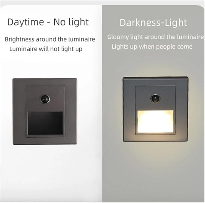3W Motion Sensor Stair Lights 3000K Recessed LED Step Light Indoor Stair Step Wall Lamp Staircase Bedroom Decoration 10Pcs Black