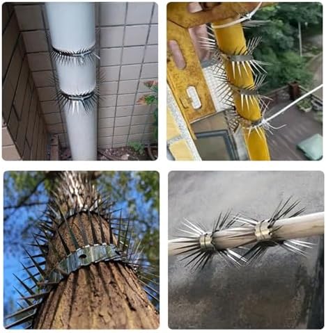 Anti-Climb Spikes for Raccoon & Bird Protection - Heavy-Duty Stainless Steel Barrier Nails for Fence, Roof, Trees | Outdoor Animal Climb Prevention (2PCS)