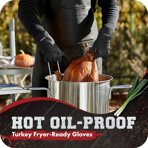 KITCHEN PERFECTION S Silicone Smoker BBQ Gloves - Heat Resistant Oven Mitts