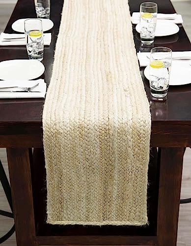 Unique Loom Braided Jute Collection Area Rug - Dhaka (1' 2" x 8' Table Runner, White) - color: White, size: 1'2" x 8' (Table Runner)