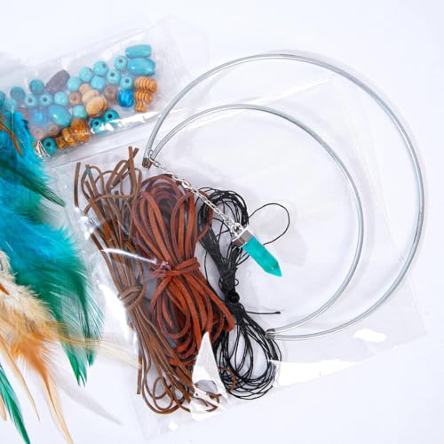 MEXIDAWN 2 Pack DIY Feather Dream Catcher Kits Turquoise Wall Hanging Boho Decor Handmade Dream Catcher for Adults - style: Star*1 & Moon*1