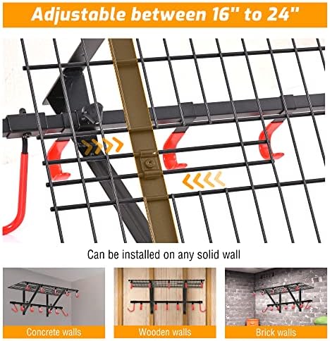 PLKOW Garage Wall Shelving 1 Pack Includes 2 Bike Hooks, Wall Shelves Garage Organizer with Vertical Bike Hanger, Powder Coated Steel (1 Pack)
