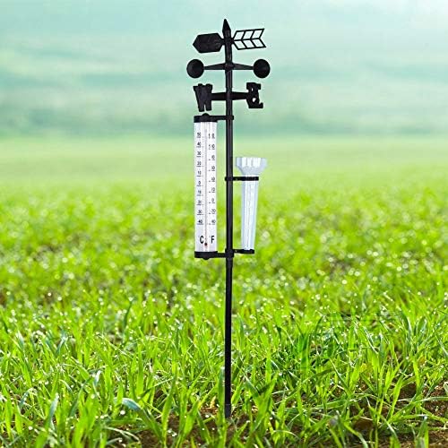 3 in 1 Weather Station Gauge, Outdoor Garden Thermometer, Precise Rain Gauge, Wind Direction Indicator for Garden, Patio, Lawn Decoration