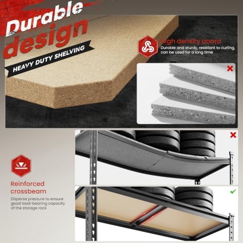 REIBII 4 Pack Garage Shelving for Warehouse, Heavy Duty Metal Shelving