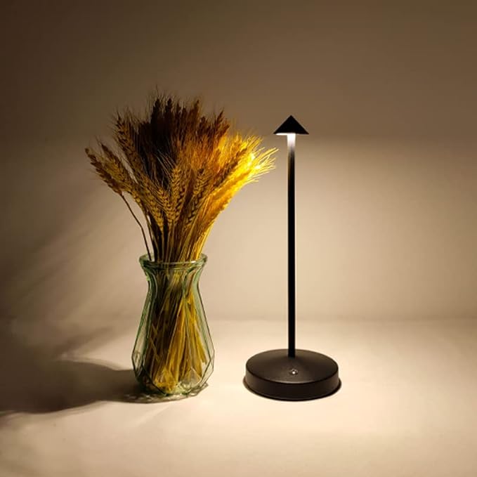 Rechargeable Cordless Table Lamp,Modern Black Battery Operated Table lamp,Portable LED Touch 2 Levels Brightness Dimmable Bar Lamp,Battery Powered Lamp for Bars,Restaurant,Living Room