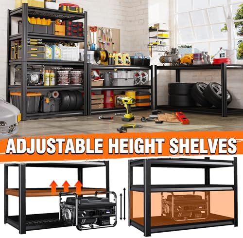 Set of 8 Garage Shelving-3000 lbs 5 Tier Storage Shelves,Adjustable Heavy Duty Metal Shelving Unit and Storage Large Wire Rack,Utility Steel Shelf for Warehouse Industrial Pantry Basement -78"x46"x20"