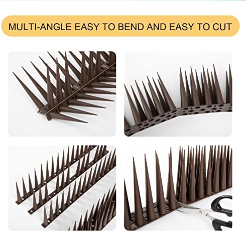 OFFO Bird Spikes Pigeon Outdoor Spikes for Cat Keep Birds Raccoon Woodpecker Away Covers 20 Feet(6.1m), Brown