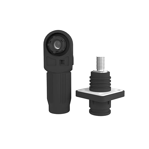 120A Battery Energy Storage Connector, 25mm² High Current Connectors IP67 Waterproof Stud Wiring Power Adapter Quick Plug Terminal Right Angle Plug and Socket (1000V Black+Orange)
