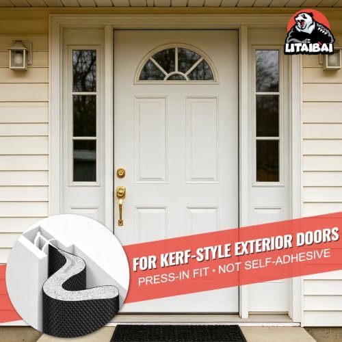 Litaibai Kerf Weather Stripping Door Seal for Exterior Doors, Black, 26 ft