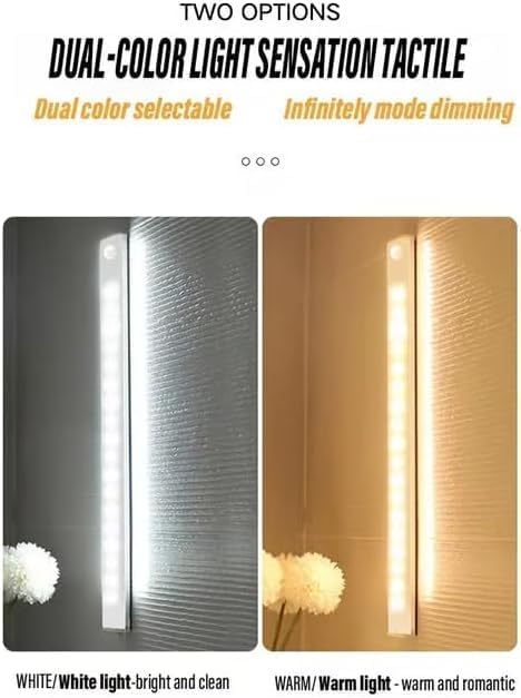 2025 Upgraded Punch-Free Smart Sensor Magnetic Rechargeable LED Lights, Rechargeable Motion Sensor Light, Wireless Motion Sensor Indoor Lights, Stick On Lights for Kitchen/Stairs (4PC-3 Color, 3.9in)