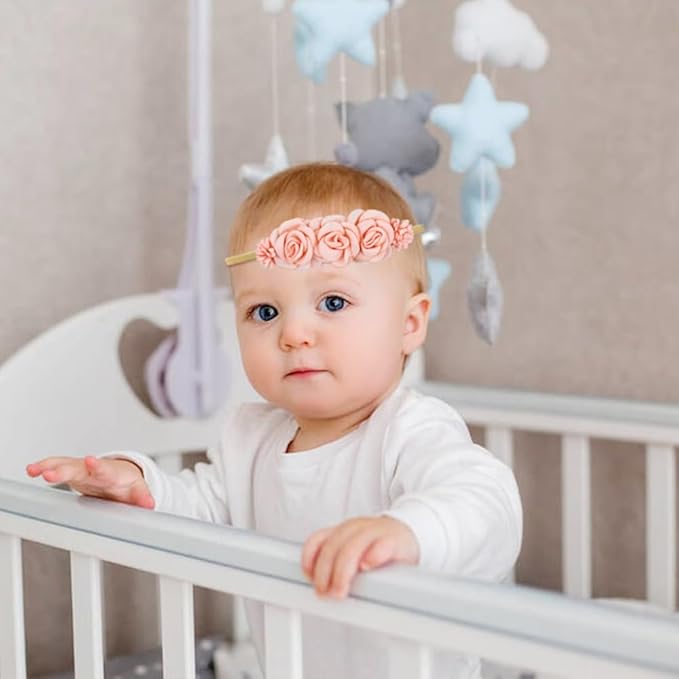 Cinaci 5 Pack Delicate Floral Flower Nylon Headbands Hair Bands Accessories for Baby Girls Newborns Infants Toddlers Kids (5 Pack S10)