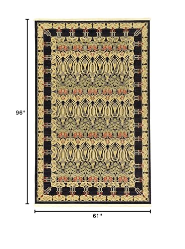 Unique Loom Edinburgh Collection Area Rug - Canmore (5' 1" x 8' Rectangle, Black/ Cream) - color: Black/Cream, size: 5'1" x 8' (Rectangular)
