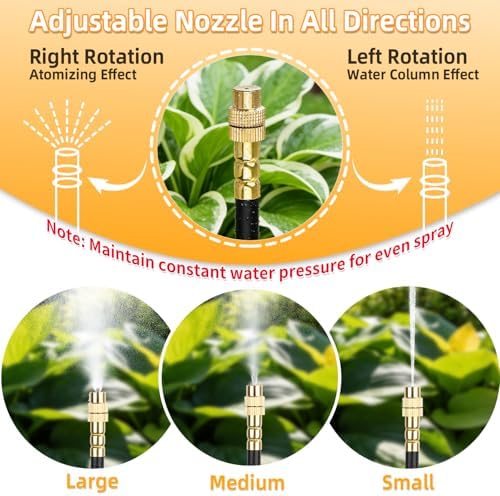 100FT 1/4" Drip Irrigation System, 2026 Upgrade Garden Irrigation Kit with 24pcs 360° Adjustable Copper Nozzles, DIY Watering System for Raised Beds, Yard, Lawn, Vegetable Gardens (100 ft)