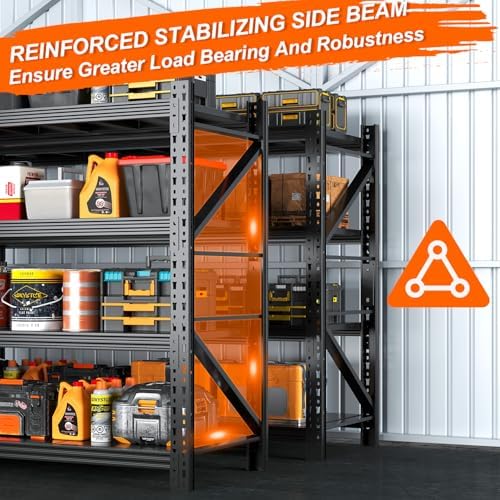 31.5''W Heavy Duty Storage Shelves, 2500LBS Metal Garage Shelving Units, 4 Tier Adjustable Large Industrial Shelves for Warehouse Workshop Basement (31.5''W x 13.8''D x 73.2''H), 10 Pack