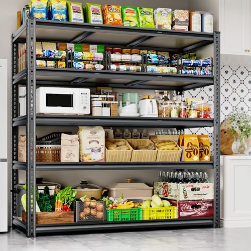 48"W Garage Shelving Heavy Duty ,5 Tier Metal Shelving Unit ,3050LBS, Black