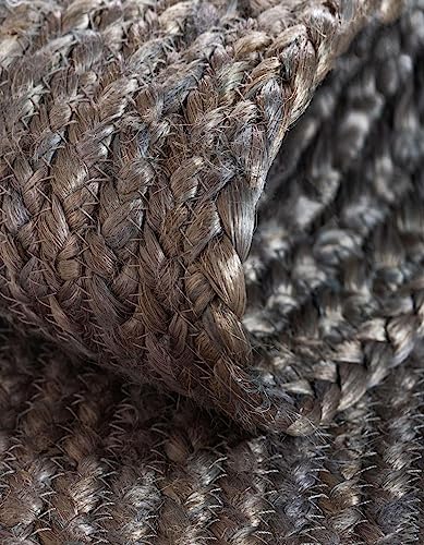 Unique Loom Braided Jute Collection Area Rug - Dhaka (1' 2" x 6' 1" Table Runner, Gray) - color: Grey, size: 1'2" x 6'1" (Table Runner)