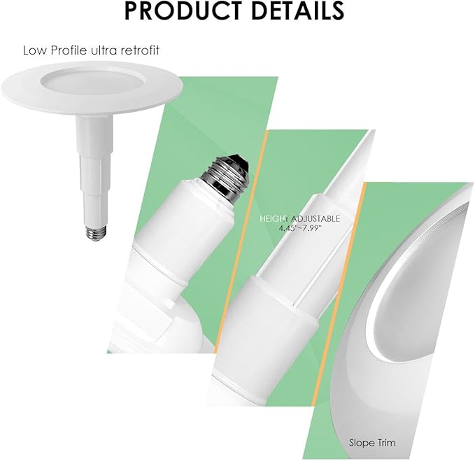 Soliseed 24 Pack 5/6 Inch LED Can Lights Length Adjustable Retrofit Downlight,Recessed Lights ETL Damp Rated,12W=60W,5000K Daylight,800LM,Dimmable Recessed Lighting,E26,Easy Install
