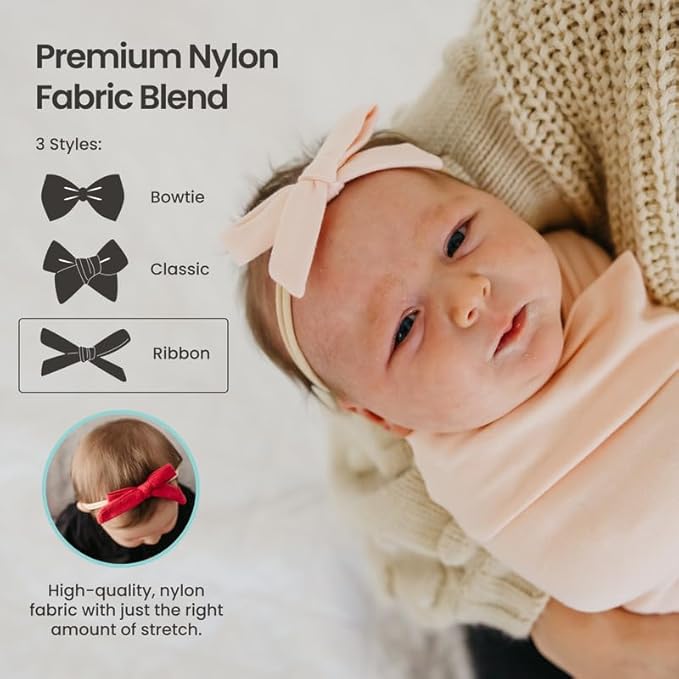 Copper Pearl Baby Bows: Stylish Headbands for Baby Girls, Premium Soft and Stretchy Baby Headbands, Perfect for Newborns, Trendy Designs - Gobi