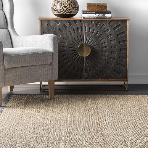 Nuloom Elijah Dark Grey/Natural, 4' x 6', Basketweave, Seagrass, Soft and Textured, High Traffic, Stain Resistant, Easy Clean, Durable Area Rug for Bedroom, Living Room, Dining, Den, Foyer, Entryway - color: Dark Grey, size: 4' x 6' (Rectangular)