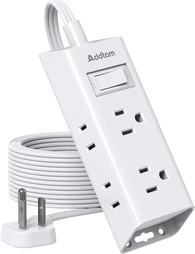 Cruise Ship Essentials, Flat Plug Power Strip, Addtam 3FT Ultra Flat Extension Cord with 6 Outlets Extender, No Surge Protector for Cruise Ship, Travel, Dorm, Home Office, ETL Listed
