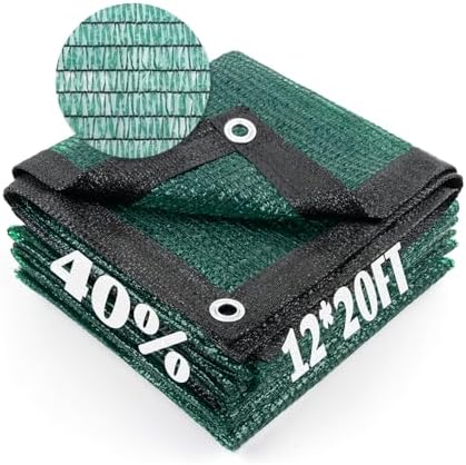 Cool Area Sun Shade Cloth with Grommets for Garden, 40% 12x20ft, Dark Green