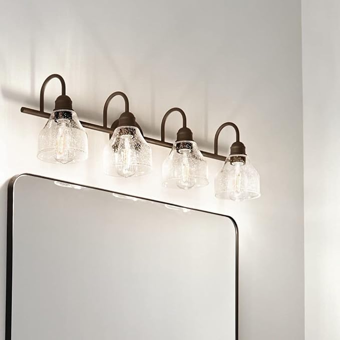 Kichler Avery 33.25" 4 Light Vanity Light with Clear Seeded Glass Olde Bronze®