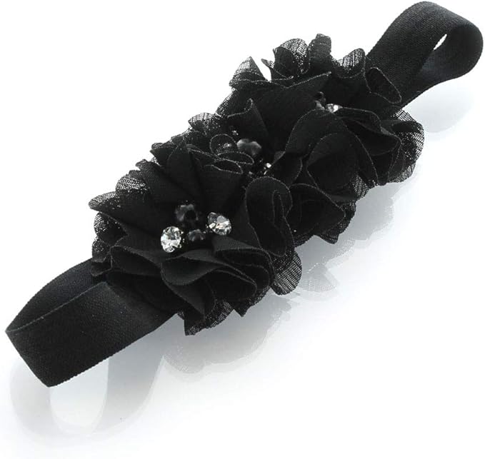 My Lello Flower Headbands Baby - Girls - Toddler Fabric Beaded Stretchy Elastic Pair