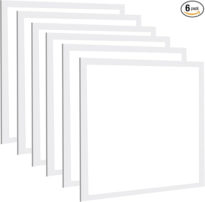 2x2 LED Flat Panel Lights for Drop Ceiling 6 Pack, 45W 5800LM Recessed Edge-Lit Light Fixture, 0-10V Dimmable 5000K Troffer Light, 110-277V Drop Ceiling Lay in for Commercial Office, ETL Listed