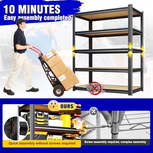 2-Pack 3 Tier Storage Shelves,Garage Shelving,Adjustable Heavy Duty Metal Shelving Units and Storage Large Rack,Utility Shelf For Shop Warehouse Industrial Pantry Basement Organizers 33"x35"x16"