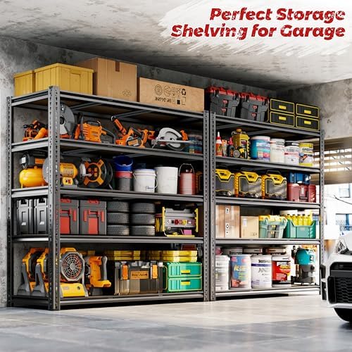 48"W Garage Shelving Heavy Duty ,5 Tier Metal Shelving Unit ,3050LBS, Black