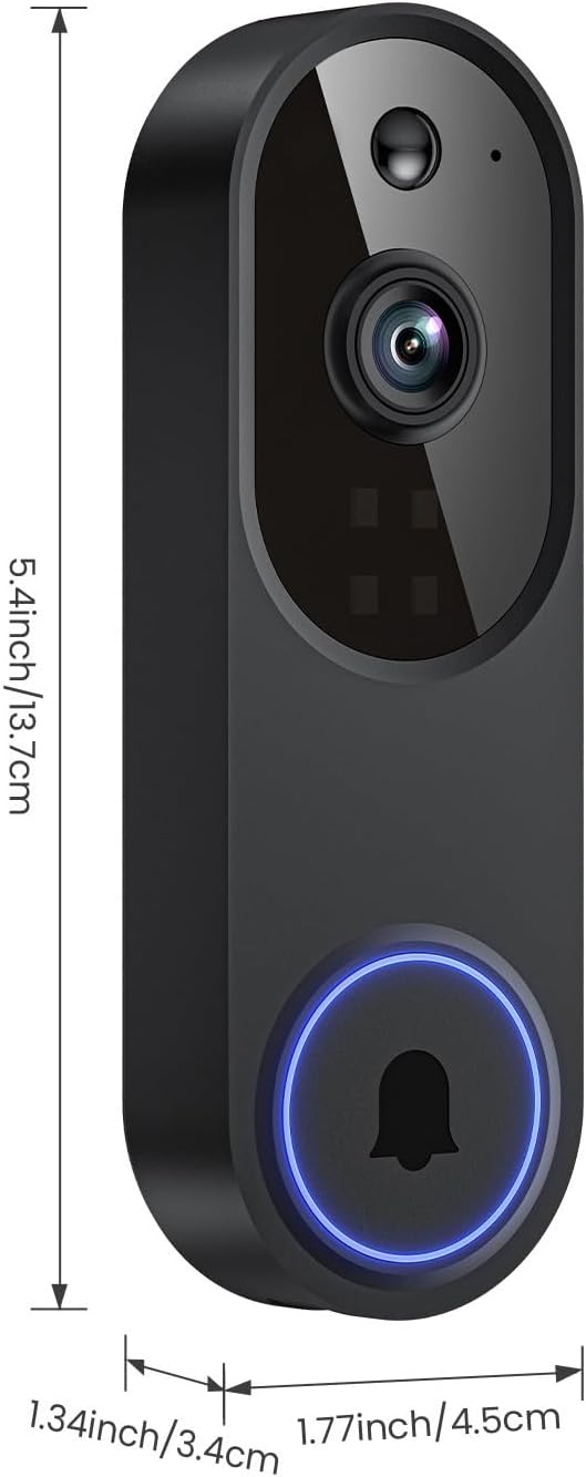 Doorbell Camera M52, Security Camera Outdoor/Indoor, 1080 HD with Night Vision, 4 Infrared Lights, 120° Wide View, Motion Detection Notification, Works with Smartphone, Wireless, Online Support