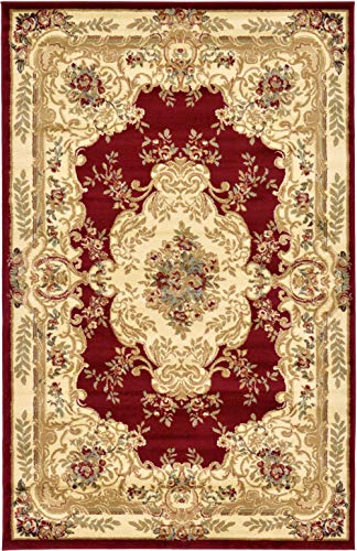 Unique Loom Versailles Collection Area Rug - Charles (5' 3" x 8' Rectangle Red/Cream) - color: Burgundy/ Ivory, size: 5'3" x 8' (Rectangular)