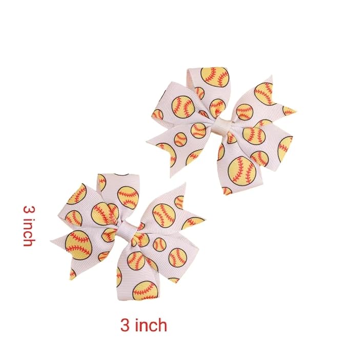 3Inch Hair Bows for Baby Girls，Back to School Pinwheel Bows Grosgrain Ribbon Toddler Bows Clips Hair Barrettes Accessories for Girls (2PCS Ball Hair Bows) (Rugby A)