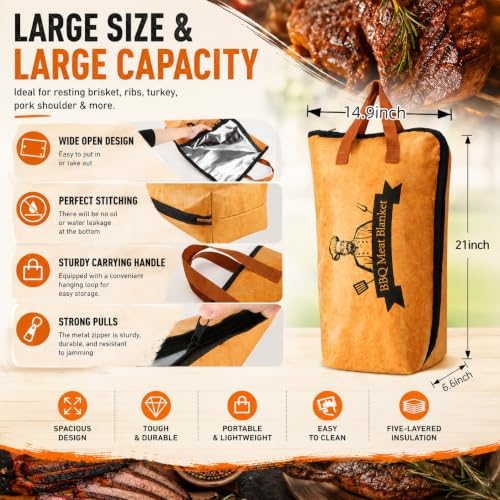 Bolycen 21 in BBQ Blanket for Resting Meat, Insulated Meat Resting Bag (Pack of 3)