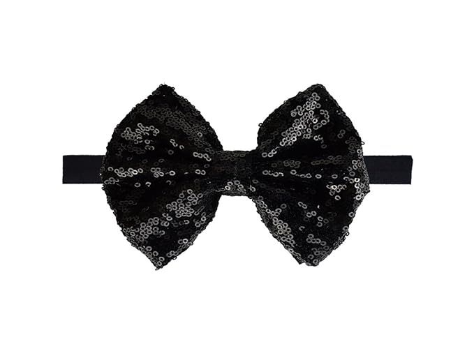 Baby Girl's Lovely Sequins Bowknot Headband Toddler Hairband for Photography Travel Party Festivals (Black, One Size)