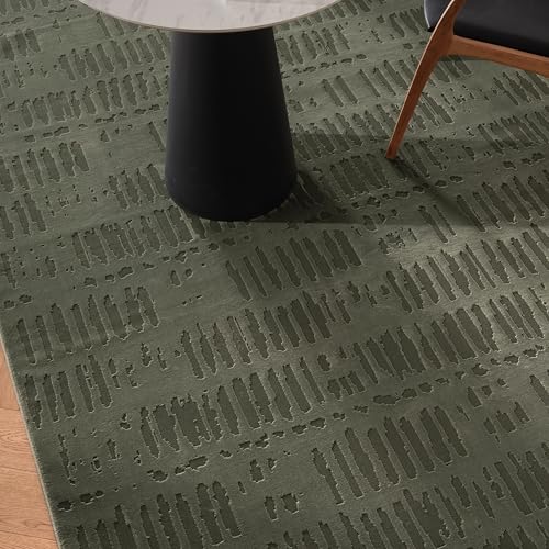 Revival Rugs Shell 5'x8' Area Rugs for Living Room Bedroom Dining Room - Washable, 100% Recycled, Oeko-TEX Certified, Modern, Medium Pile, Green - color: Green, size: 5'3" x 7'10" (Rectangular)