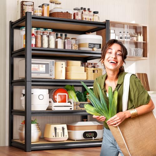 2-Pack 3 Tier Storage Shelves,Garage Shelving,Adjustable Heavy Duty Metal Shelving Units and Storage Large Rack,Utility Shelf For Shop Warehouse Industrial Pantry Basement Organizers 33"x35"x16"