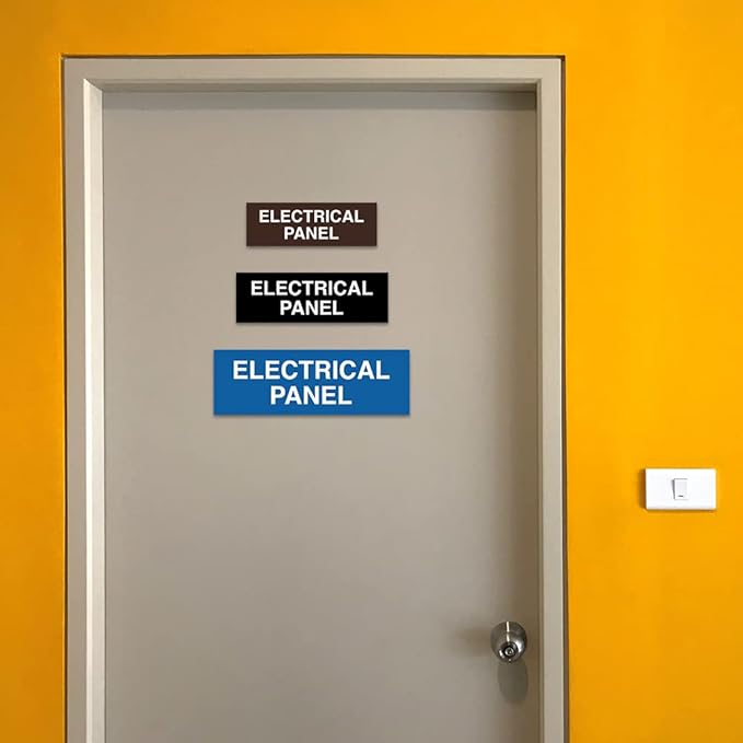 All Quality Basic Electrical Panel Sign - Fire Regulation Safety Compliance Sign - Blue/Gold - Small (1 Pack)