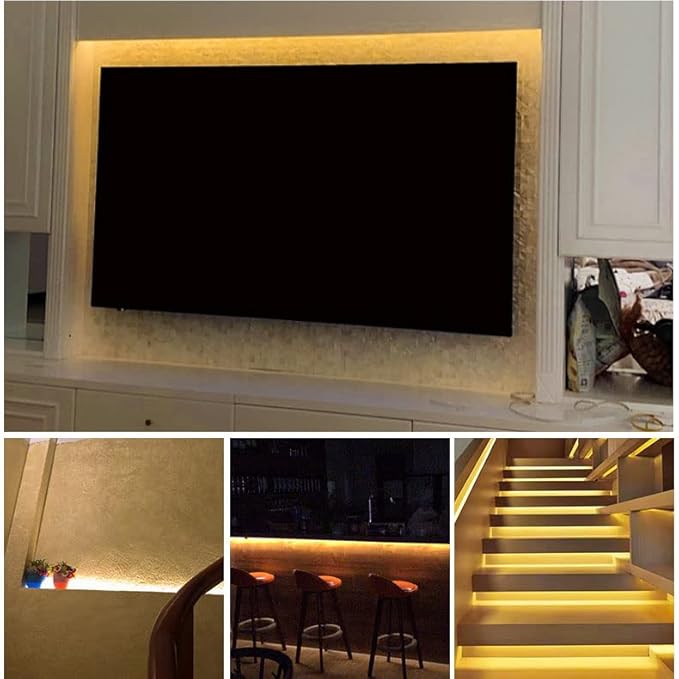 LED Under Cabinet LED Strip Motion Sensor, Battery Powered Bed Stairs Wardrobe Lamp Tape, Waterproof 5V LED Closet Smart Night Strip Light (2M, Warm White)