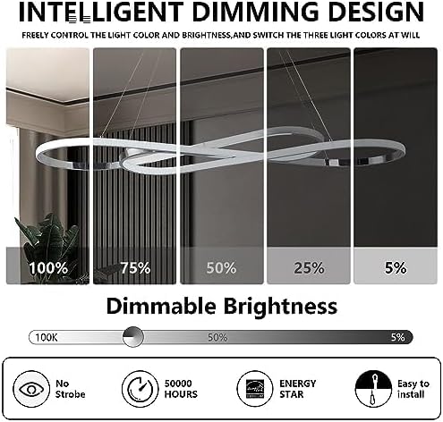 Modern Chandelier,Led Chandelier for Kitchen Island Lighting,Modern Led Pendant Light for Kitchen Island Chandelier Over Table,Dimmable Modern Chandeliers for Dining Room Light Fixture with Remote